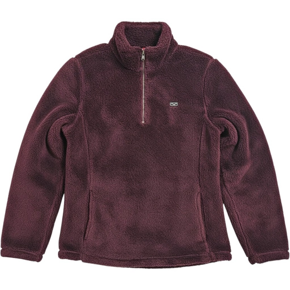 Kimes Ranch Fleece Pullover Womens L Burgundy 1/4 Zip Performance Western Teddy